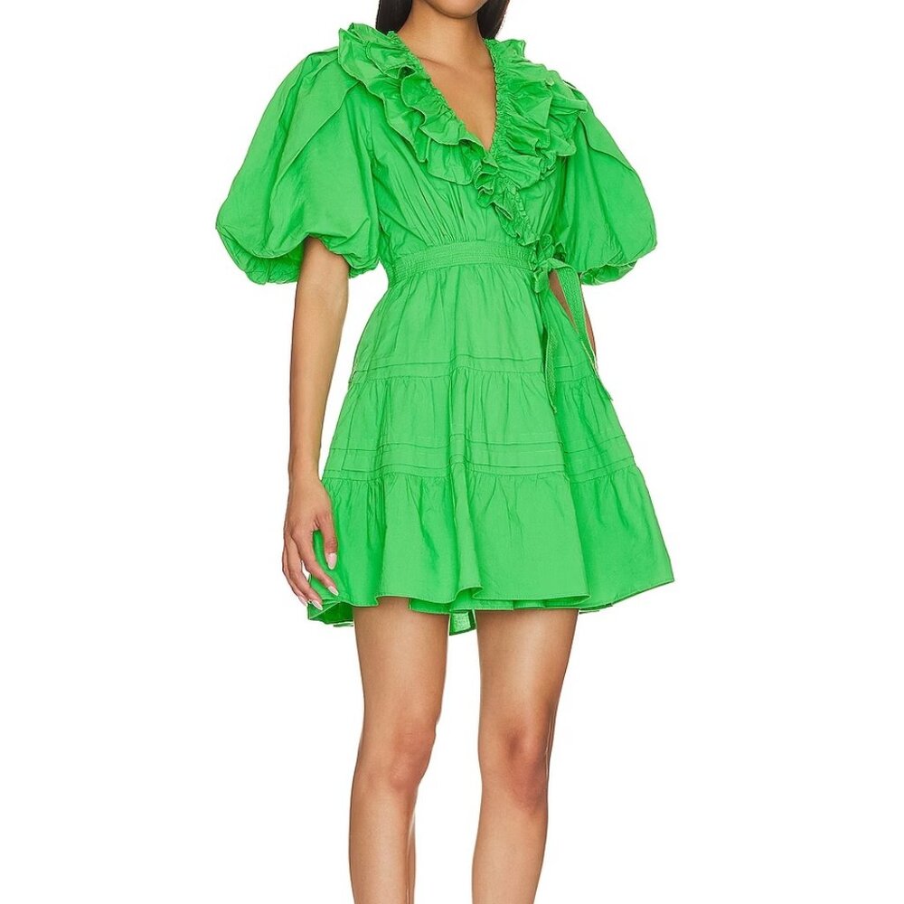 Green Ruffled Mini Dress